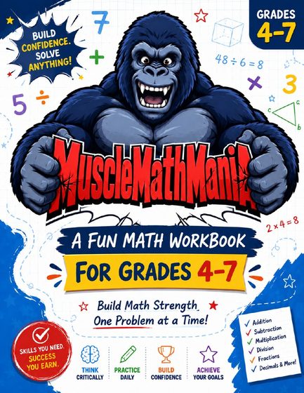 Muscle Math Mania workbook for grades 4 to 7